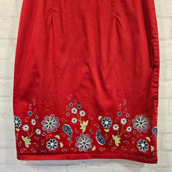 M Aeropostale Vintage Y2K Red Butterfly Floral Print Strap Dress Womens Size 4 - Picture 3 of 8